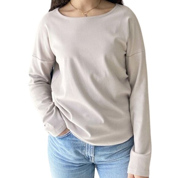 MARCELLAMODA White Cotton Blend Sweater Long Sleeve Scoop Neckline Size M - Picture 1 of 7